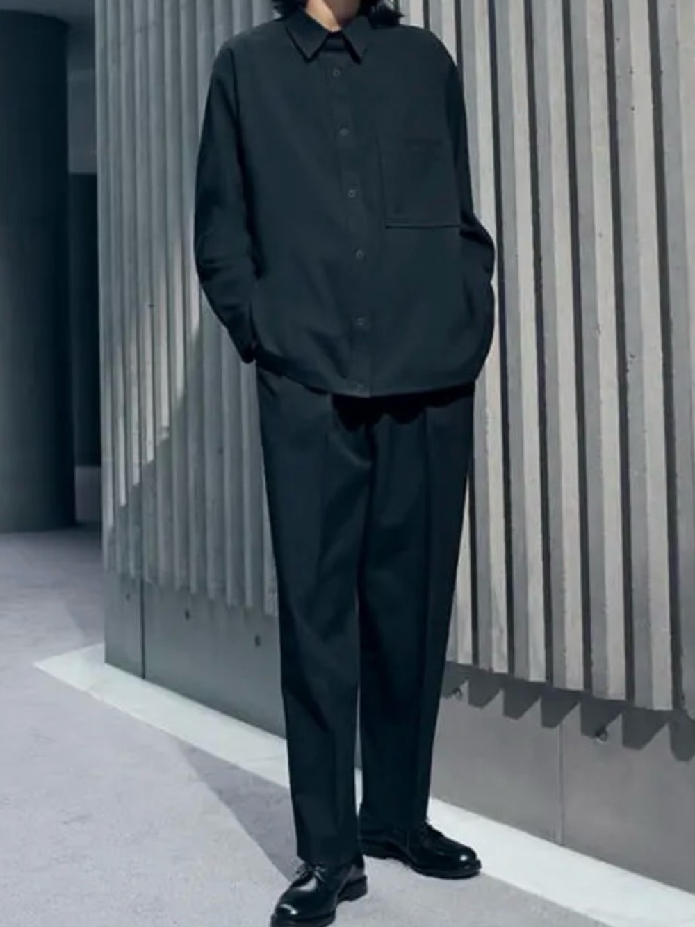 TheoryXUniqlo Black Oversized Nylon Cotton Bungee Snap Button-Front Jacket M - Picture 5 of 7
